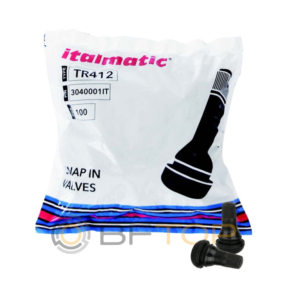 100 Valvole tubeless gomma TR412 corte per cerchi in lega e ferro valvola auto