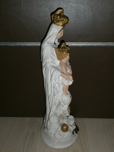 ANCIENNE STATUE RELIGIEUSE/ND DES VICTOIRES/VIERGE A ENFANT JESUS/PLATRE/H.47/11 - Picture 7 of 10