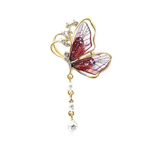Fashion Butterfly Brooches Tassel Rhinestone Gradient Crystal Butterfly Pins Bro - 第 1/4 張圖片