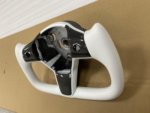 Yoke Steering Wheel Fits for Tesla Model 3 Y 2017-2023 White Nappa W/Heating - Picture 6 of 12