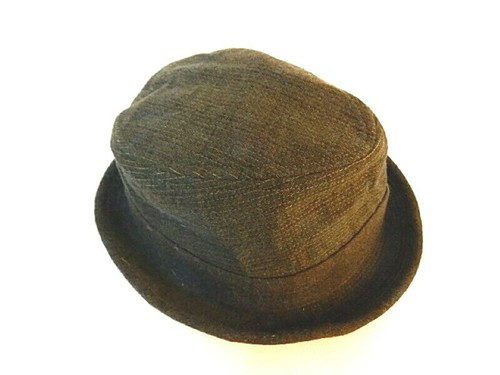 Vintage USA Woolen Tweed Fedora Trilby Charcoal Khaki Gray Cap Rat Pack 7&1/4 - Picture 10 of 12