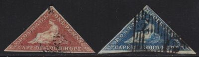 1853 CAPE OF GOOD HOPE, Stanley Gibbons n. 3/4 Papier leicht gebläut - GEBRAUCHT