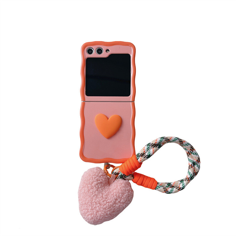Cute Colorful Heart Phone Case Cover with Strap for Samsung Galaxy