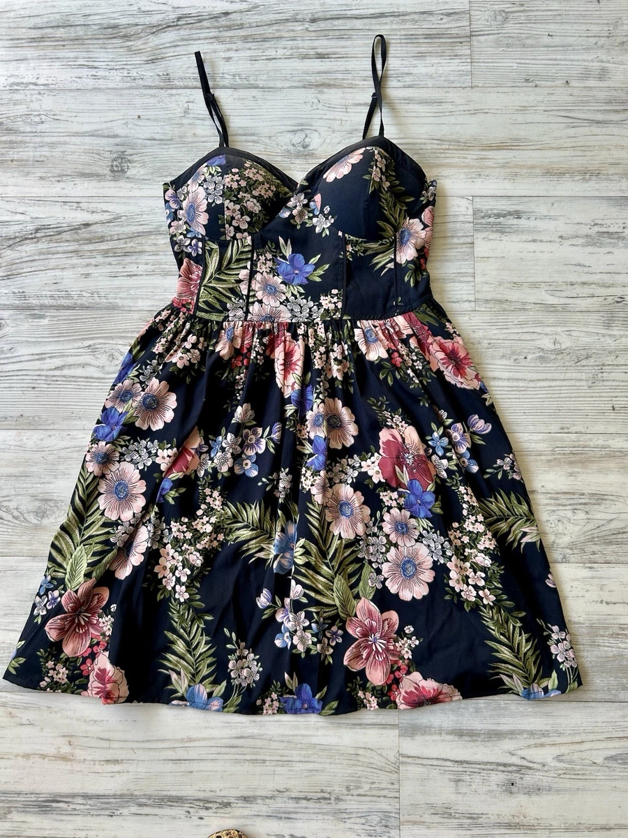 band of gypsies black floral maxi dress Band of Gypsies Black Floral Maxi Dress Small Sweetheart Neck High Slit Boho