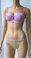 Vintage Y2K Victoria's Secret SET Unlined Balconette Floral Mesh Bra 34C Small