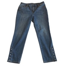 Chicos So Slimming 1R 8R US Studded Girlfriend Slim Leg Ankle Jeans Blue Stretch