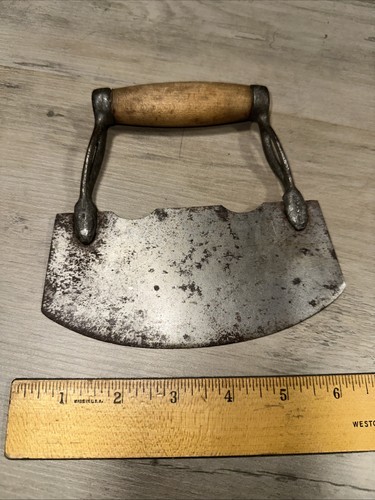 Primitive Antique Food Chopper Pastry Cutter Steel Blade Wood Handle