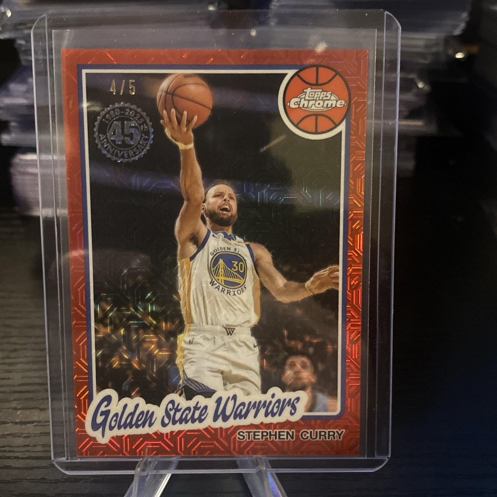 2025 Topps Stephen Curry 45th Anniversary Red Mojo 4/5 SSP
