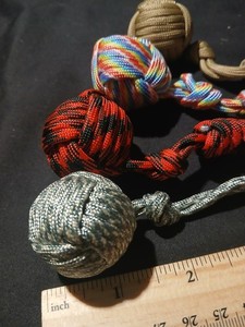 (4) Four Brand New 1 Inch Ball Paracord Monkey Fist Keychains 4 Different Colors