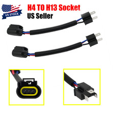 2x H4 9003 To H13 9008 Headlight Conversion Cable Wiring Harness Socket Adapter
