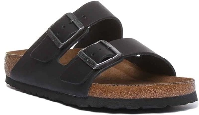 Birkenstock Arizona Oil 2 Strap Unisexe Semelle Femmes Sandale En Noir EU 36-42 - Photo 1/4