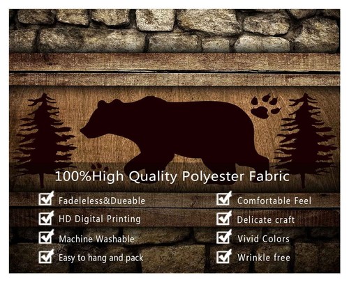 Rustic Lodge Bear Tapestry, Bear Farmhouse Cabin Tapestries 80''x60'' Polyest... - Picture 3 of 6