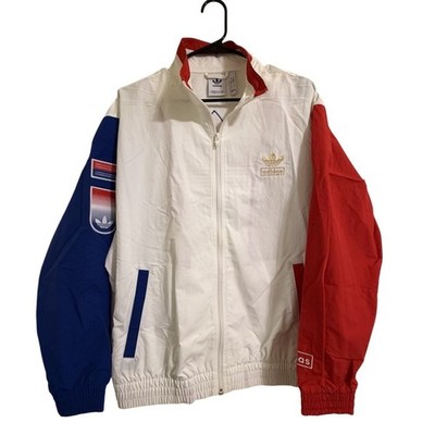 Adidas Original Shadow Trefoil Zip Up Windbreaker White/Red/Blue