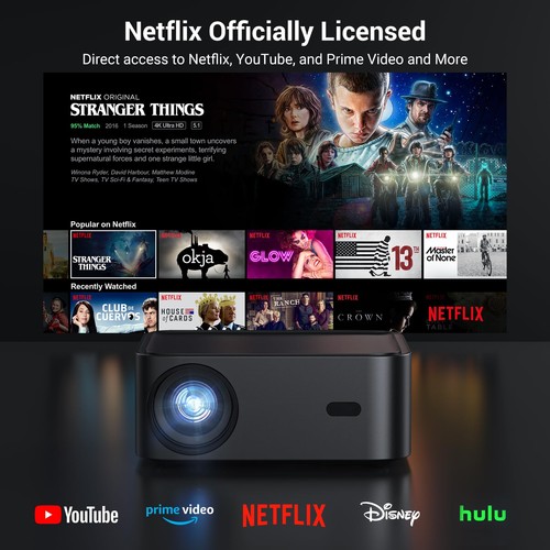 Offiziell lizenzierter Netflix 1500 ANSI Smart Projektor, 4K Projektor mit Wifi a... - Bild 2 von 9