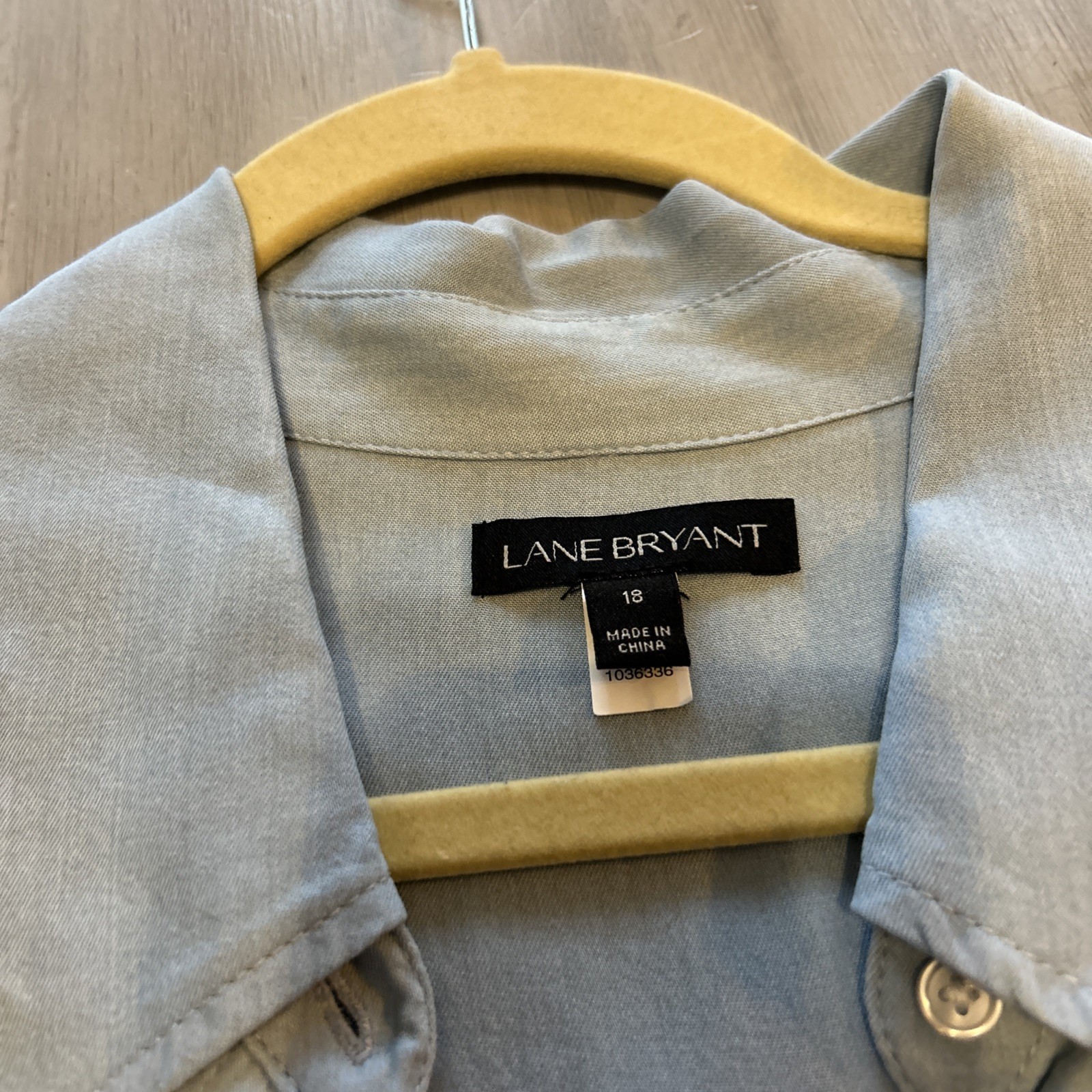 Lane Bryant Blue Patchwork Colorblock Chambray Bu… - image 5