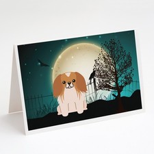 Caroline's Treasures Halloween Scary Pekinés Rojo Blanco Tarjetas de Felicitación Paquete 8