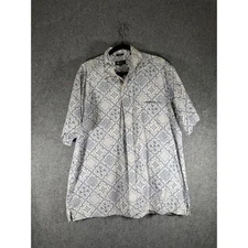 Reyn Spooner Classic XXL Mens Button Down Shirt Blue White Pattern Hawaiian