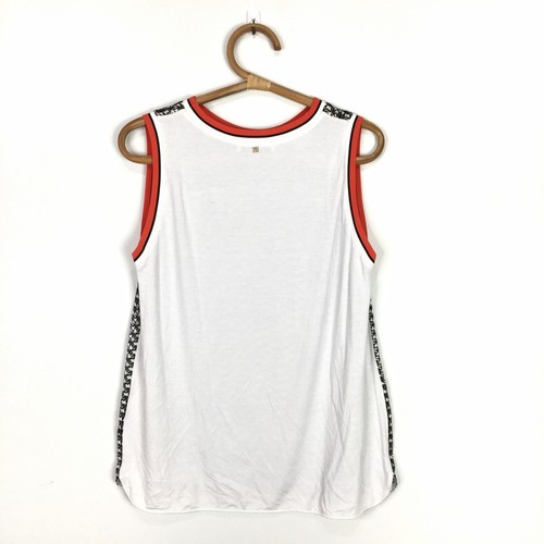 Caractere Black white red geometric lotus flower print tank top Size Small - Picture 5 of 7