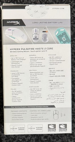HyperX Pulsefire Haste 2 Core Wireless White Gaming Mouse New Sealed - Picture 2 of 2