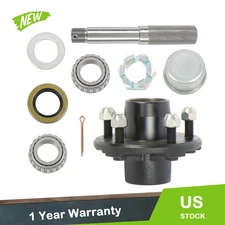 5 Bolt on 4-1/2 Inch Circle Trailer Hub Assembly Kit & 1-1/16" Straight Spindle
