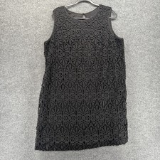 Adrianna Papell Dress Womens 16W Black Lave Sleeveless Mini Cocktail Old Money