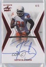 2012 Ultimate Leaf Draft Red /5 Justin Blackmon #JB2 Rookie Auto RC