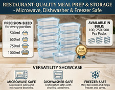 Plastic Food Containers with Lids Storage Boxes Takeaway Microwave Freezer Bulk