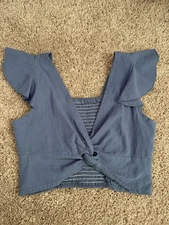 SHEIN - Women’s Navy Linen Top - Size Medium 