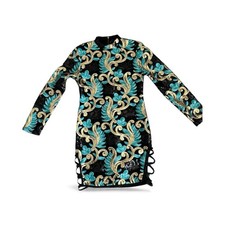 LS Sequin dress, Black lining Turquoise/Gold/Black Sequins Long zipper in back