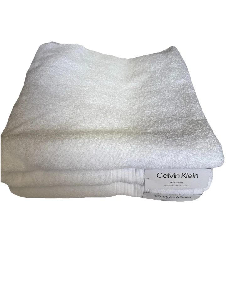 "Juego de toallas de baño Calvin Klein 2 piezas blancas 100 % algodón nuevas 30""X 56""" Foto 3 de 4