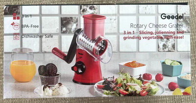 Geedel Rotary Cheese Grater, Kitchen Mandoline Vegetable Slicer with 3 chanel