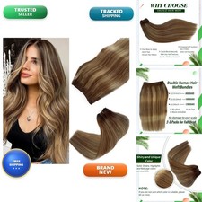 Sew in Hair Extensions Real Human Hair Ombre Chestnut Brown to Ash Blonde 12