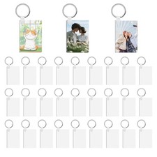 90Pcs Sublimation Keychain Blanks,Blank Keychains MDF Double 30 Pcs Rectangle