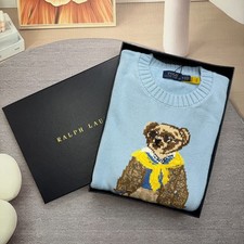 POLO RALPH LAUREN Polo Bear Sunglasses Light Blue Crewneck Sweater L Hot