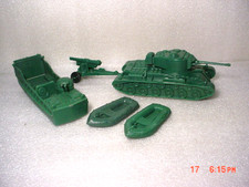 Marx Battleground Landing Craft/ Cannon / 41 Tank / Rafts WWII 1960s/Early 1970s