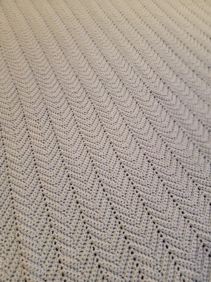 Manta de ganchillo vintage azul bebé niño cuna baby shower regalo hecha a mano Foto 3 de 4