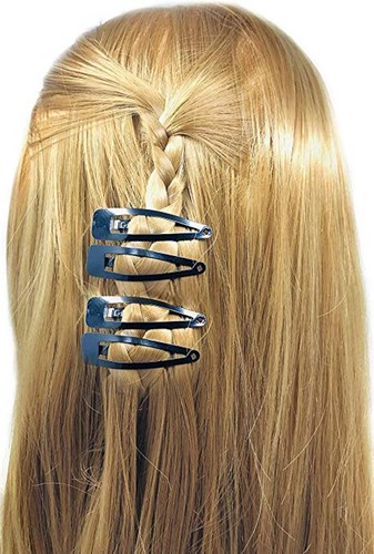 Parcelona French Medium Black Pack of 12 Clic Clac Metal Snap Hair Pins - Picture 3 of 3
