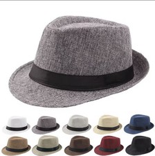 Gray Solid Fedora Hat w/ Black Band One Size ...