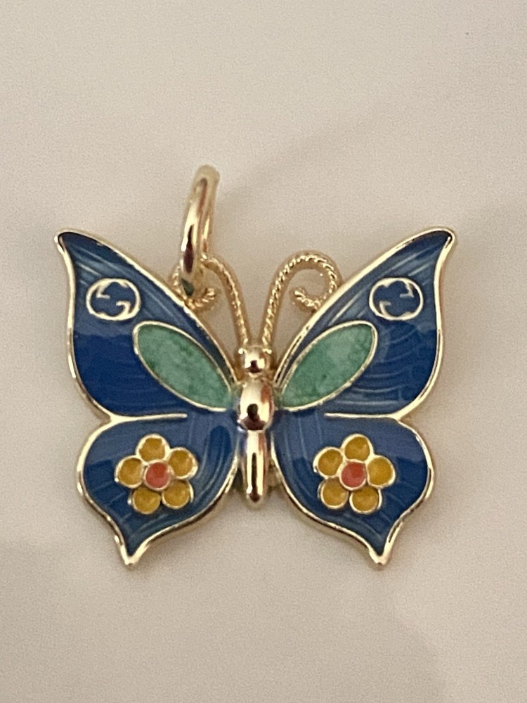 Gucci Butterfly Charm with Zipper Pull and Button Detail