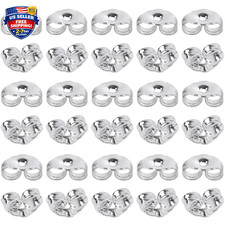 30pcs/15 Pairs 925 Sterling Silver Earring Backs Replacement Secure Ear Lockings