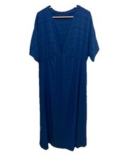 SHEIN Curve Size 2XL Short Sleeve V Neck High Waist Blue Maxi Dress