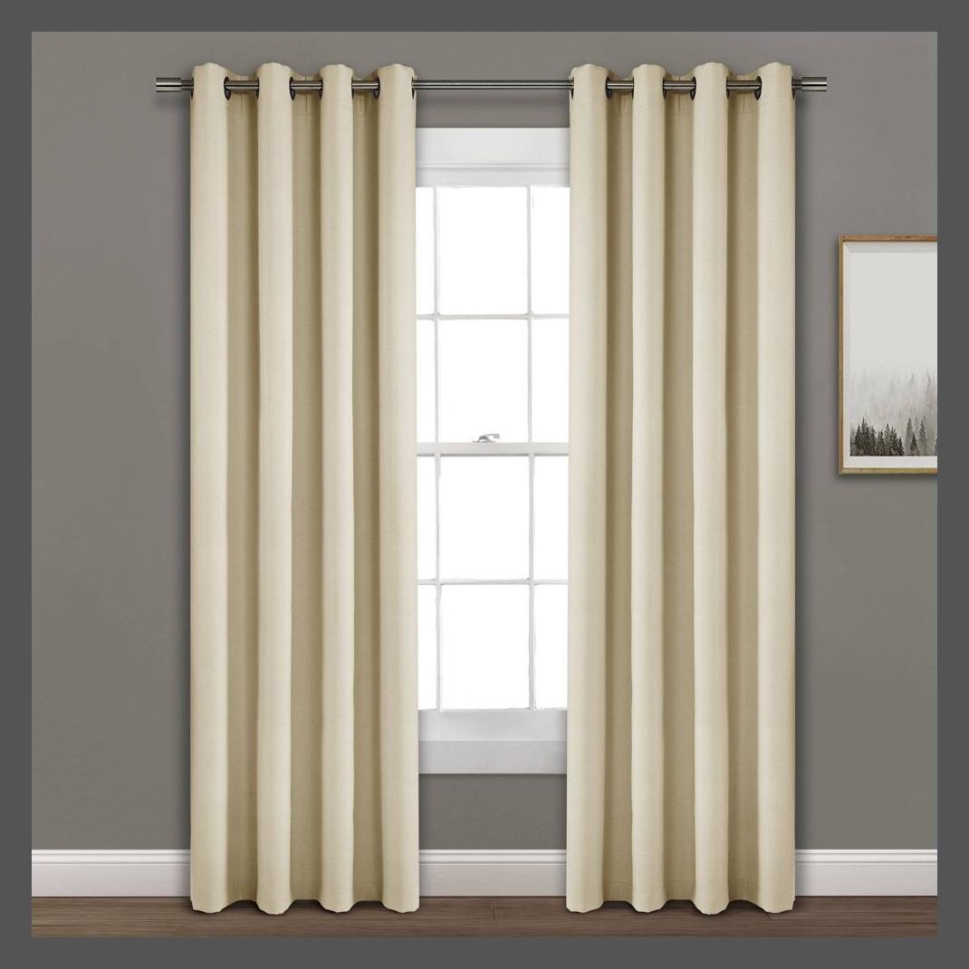 Занавеска из искусственного льна 95x52 с абсолютной затемненной люверсной верхней частью для одного окна