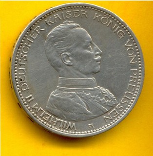 Preußen 5 Mark 1914 Uniform Silber original (9188)