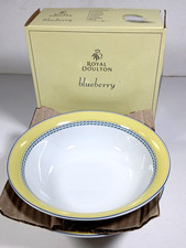Set Of 2 Royal Doulton Blueberry 6" Cereal Bowls 2005 Yellow Retired New in Box