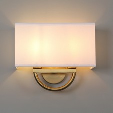 Image of Vintage Wall Sconce Light Square Fabric Lamp Shade for Bedroom Living Room Hotel