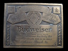 SB07125 VINTAGE 1970s GENUINE BUDWEISER KING OF BEER ADVERTISEMENT BELT BUCKLE