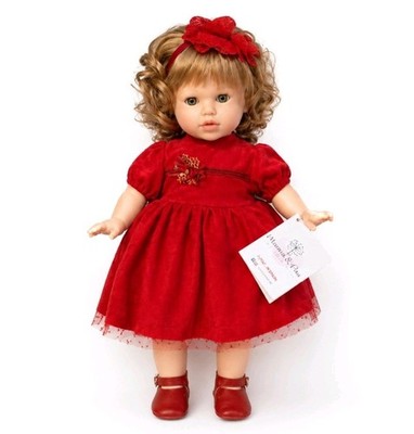 ''Reborn Baby Puppe Mädchen 18'' lebensechter weicher Körper Kleinkind Puppe rotes Kleid Geschenk''
