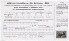 US state revenue-South Dakota MNH 2002 duck stamp with certification