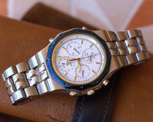 Orologio Seiko 150 cronografo vintage ref 7T34-7A00 acciaio - Foto 2 di 9