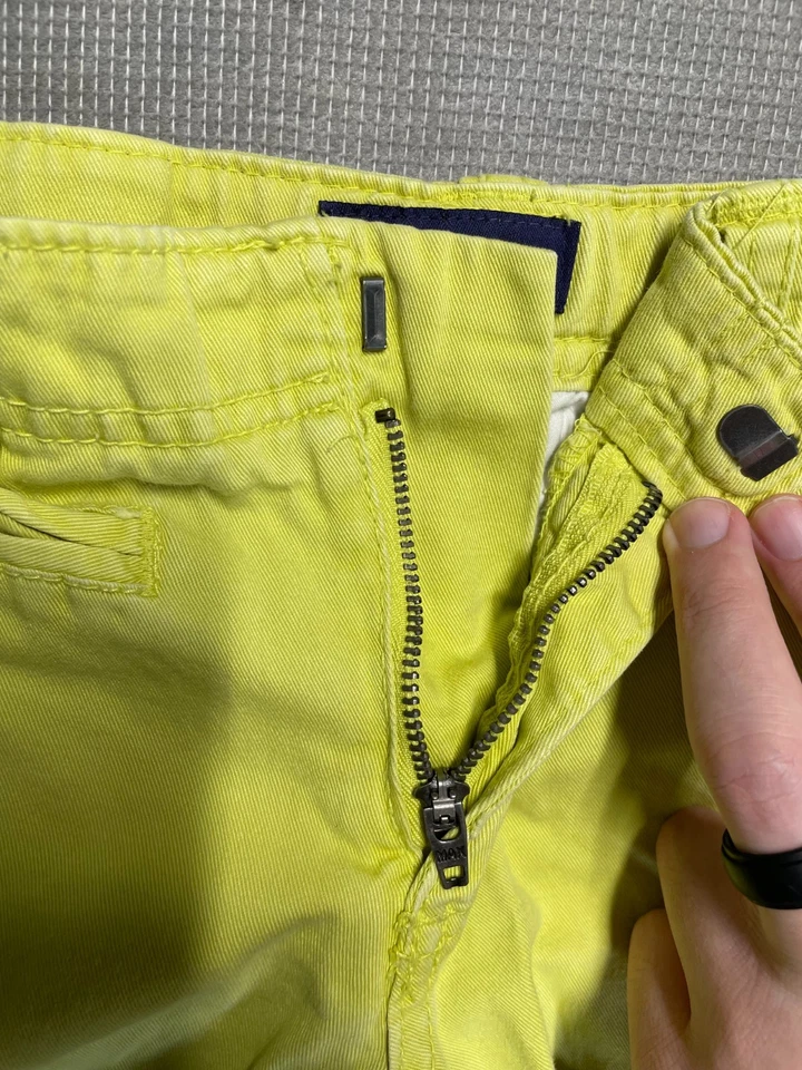 Pantalones Cortos Informales Cherokee Niños Talla 5 Amarillo Sólido Frente Plano Cremallera Cierre Botón Mosca Foto 2 de 4